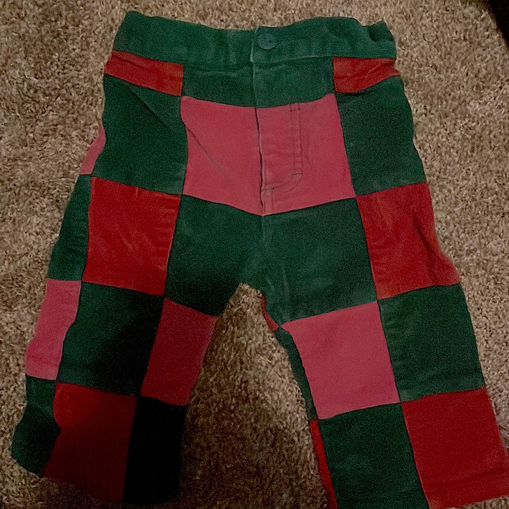 Checkered quilt print bellbottoms